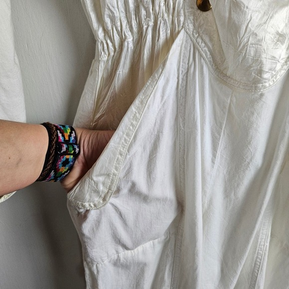 Vintage 80s Victor O'BADIDO'NC Jumpsuit S‎ Off White Cotton Satin Open Sides - Picture 7 of 16